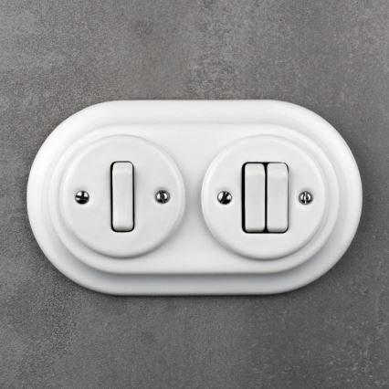 Elhard - keraminis retro dvigubas rėmelis, baltas
