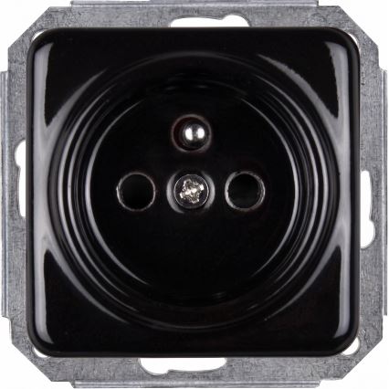 Elhard - retro stiliaus keraminis vienpolinis jungiklis Nr. 1 ir 230V lizdas su rėmeliu, juodas