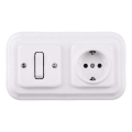 Elhard - Keraminis retro vienpolinis jungiklis Nr. 1 ir SCHUKO 230V rozetė su rėmeliu balta