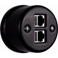 Elhard - Retro keraminė duomenų rozetė 2x RJ45, juoda