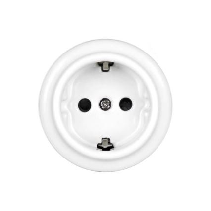 Elhard - sieninė keraminė retro namų rozetė SCHUKO 230V balta
