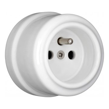 Elhard - sieninė keraminė retro rozetė 230 V, balta
