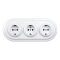 Elhard - Triguba keraminė retro namų rozetė su rėmeliu SCHUKO 230V balta