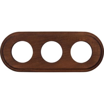 Elhard - Triguba keraminė retro rozetė namams su rėmeliu SCHUKO 230V juoda/tamsi mediena