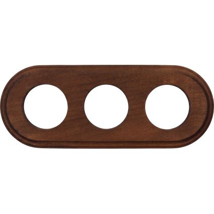 Elhard - Triguba keraminė retro buitinė rozetė su rėmeliu SCHUKO 230V balta/tamsi mediena