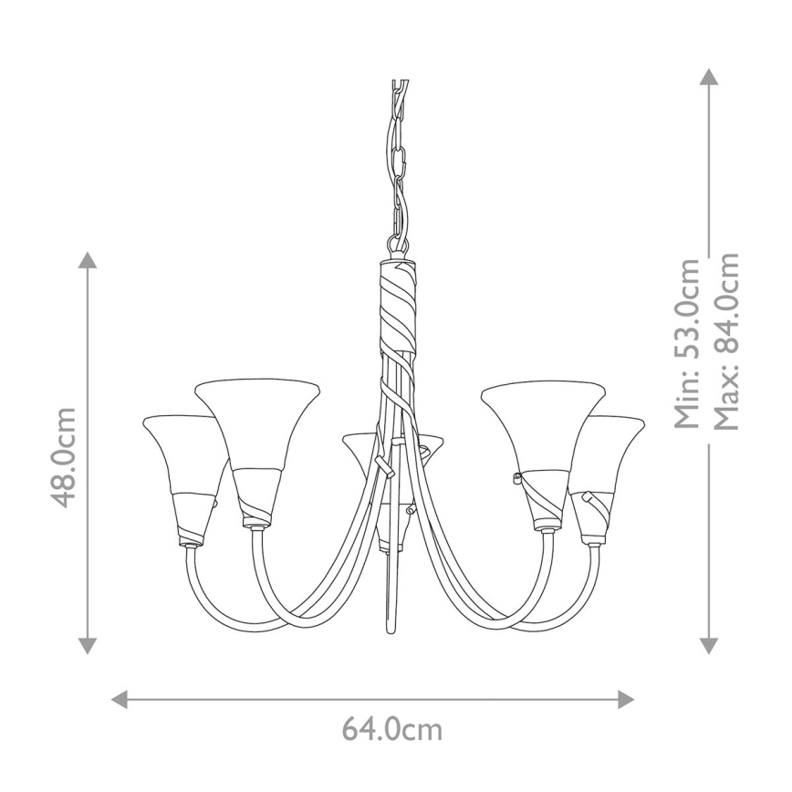 Elstead - Sietynas, kabinamas ant grandinės EMILY 5xE14/40W/230V