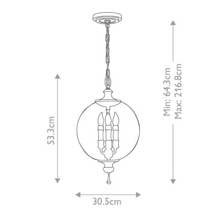 Elstead FE-ARGENTO-P - Sietynas ant grandinės ARGENTO 3xE14/60W/230V