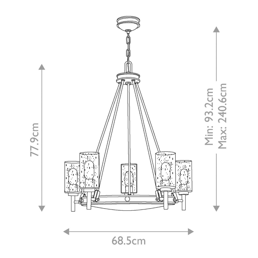 Elstead HK-COLLIER5 - Sietynas ant grandinės COLLIER 5xE27/100W/230V