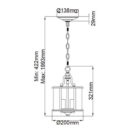 Elstead HK-GENTRY-P-S-PW - Sietynas ant grandinės GENTRY 3xE14/60W/230V