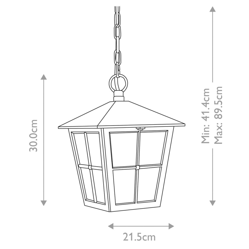 Elstead – Lauko sietynas ant grandinės CANTERBURY 1xE27/100W/230V IP43 juodas