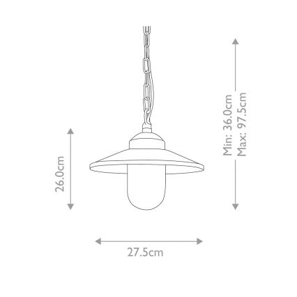 Elstead - Lauko sietynas ant grandinės KLAMPENBORG 1xE27/60W/230V IP44