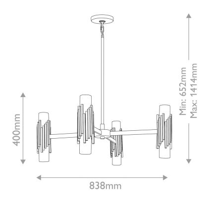 Elstead - Pakabinamas šviestuvas ant strypo MARVELE 8xE14/40W/230V auksinis