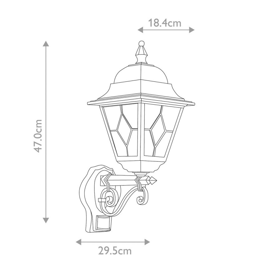 Elstead - Sieninis lauko šviestuvas su jutikliu NORFOLK 1xE27/100W/230V IP43
