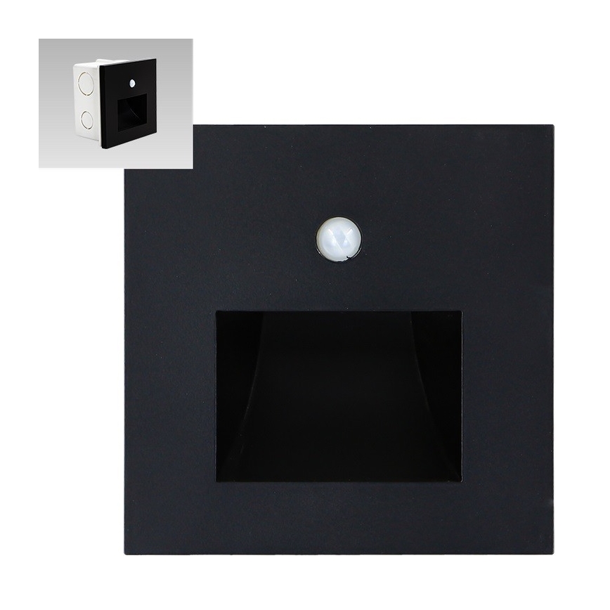 Emithor 70418 - LED Laiptinės šviestuvas su jutikliu SUNNY LED/1W/230V juodas