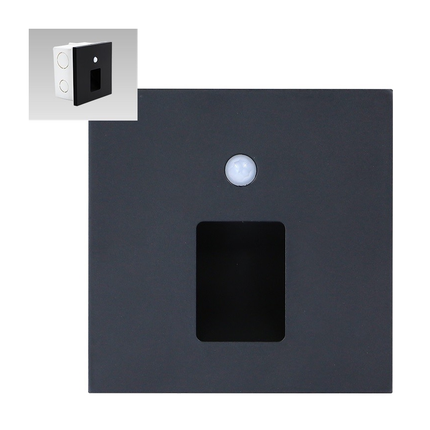 Emithor 70424 - LED Laiptinės šviestuvas su jutikliu VIX LED/1W/230V 4000K juodas