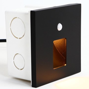 Emithor 70424 - LED laiptų šviestuvas su jutikliu VIX LED/1W/230V 4000K juodas