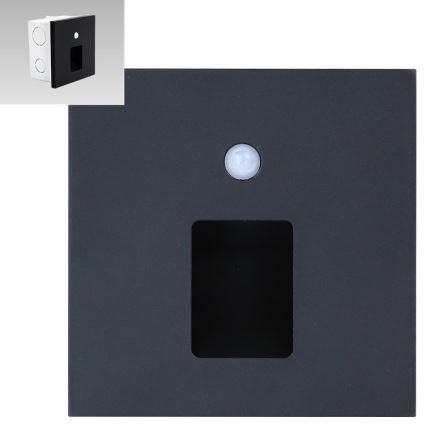 Emithor 70424 - LED laiptų šviestuvas su jutikliu VIX LED/1W/230V 4000K juodas