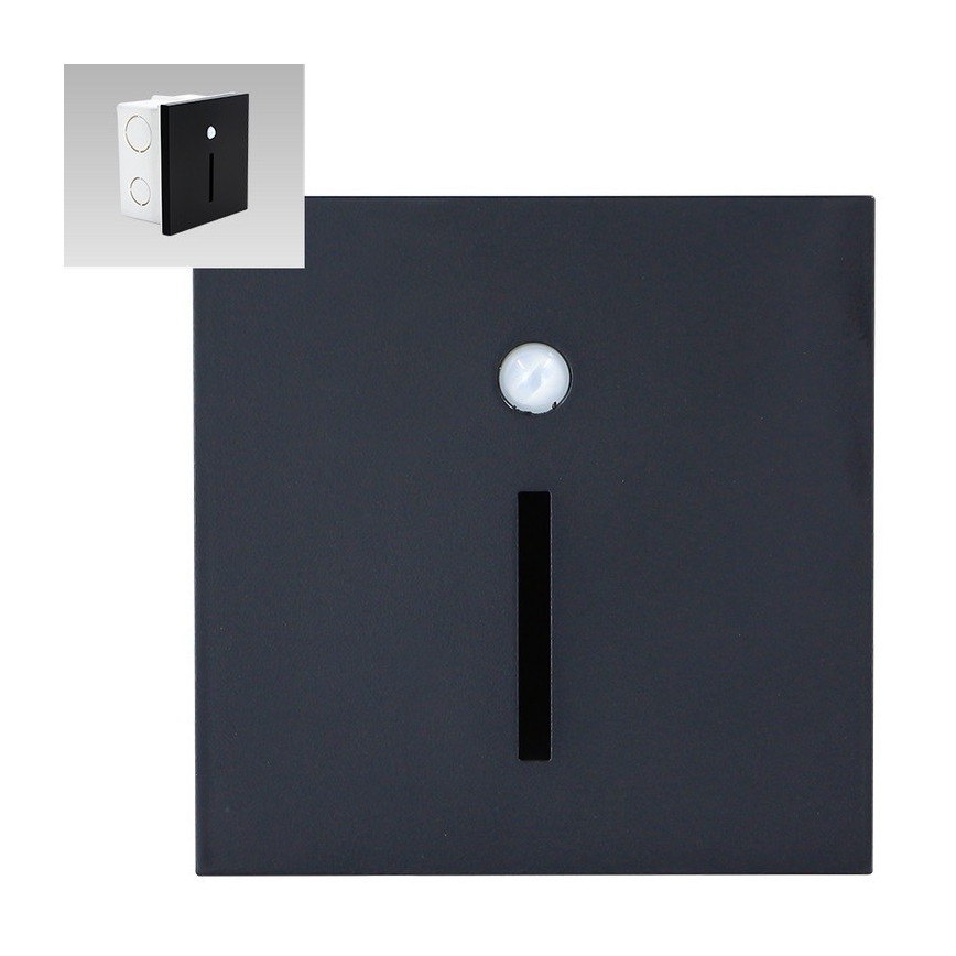 Emithor 70430 - LED Laiptinės šviestuvas su jutikliu LINE LED/1W/230V juodas