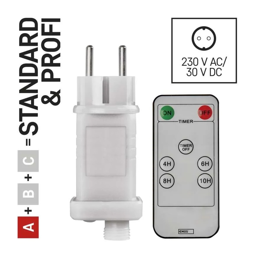 Power supply - Maitinimas kalėdinių lempučių prijungimui 230V IP44 + nuotolinio valdymo pultas