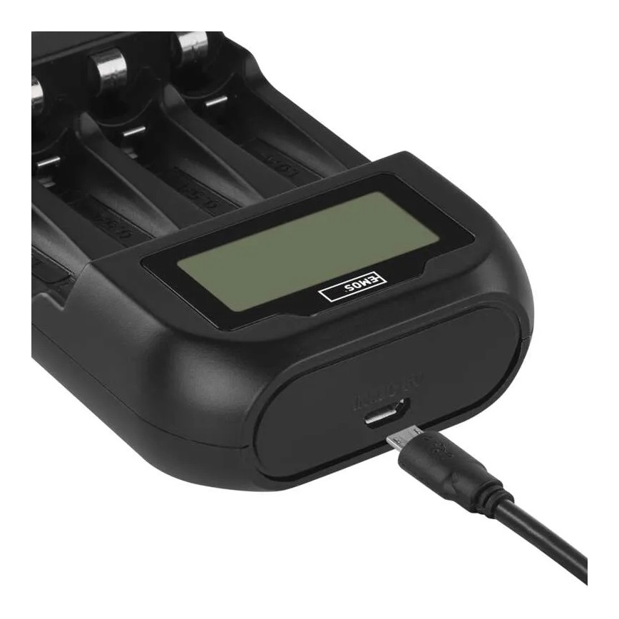 Baterijos įkroviklis su LCD ekranu 4xAA/AAA 5V