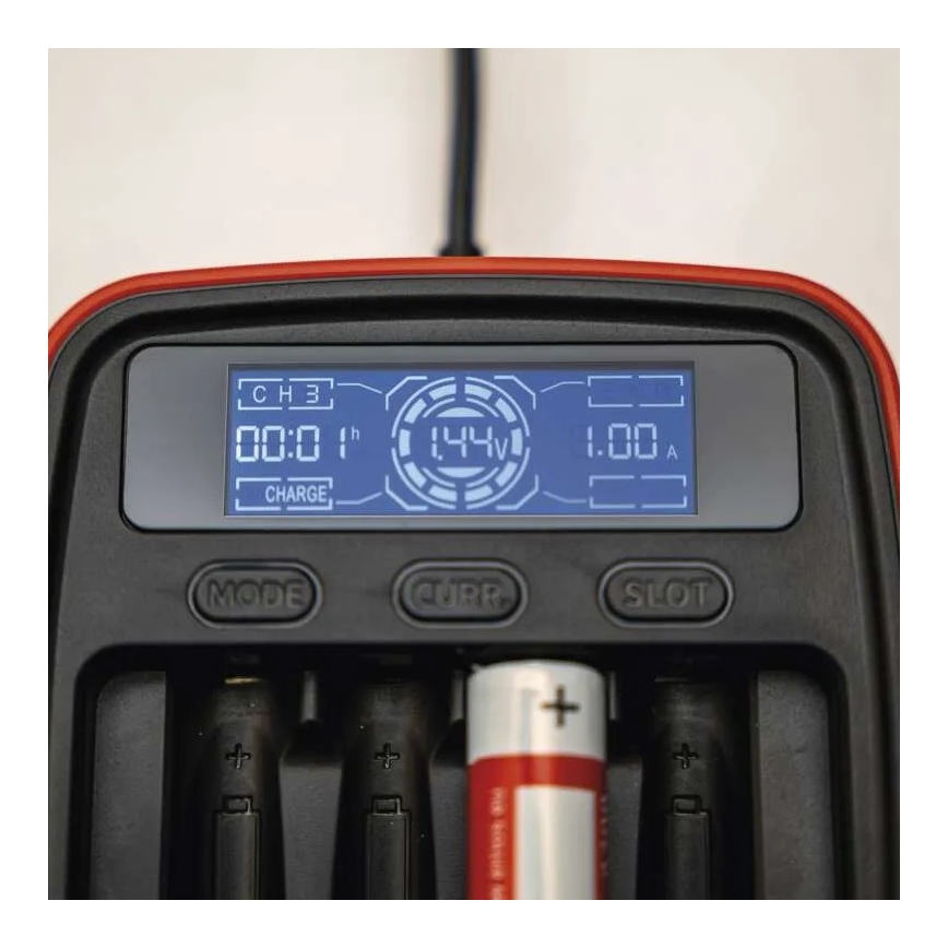 Baterijos įkroviklis su LCD ekranu 4xAA/AAA 5V