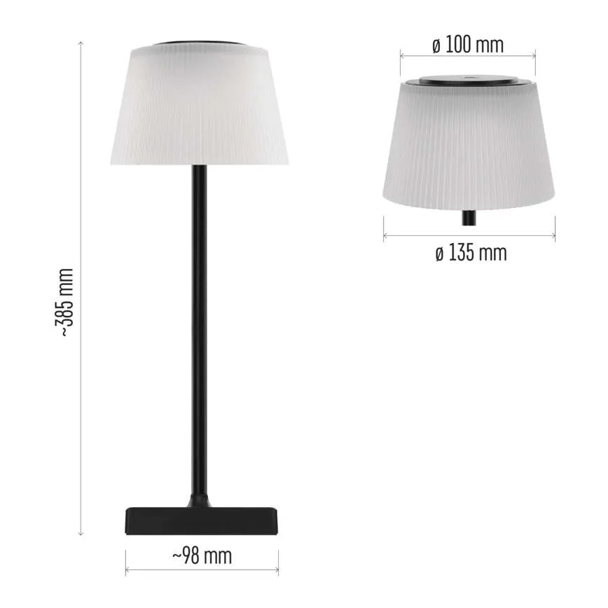 LED Pritemdoma įkraunama lempa KATIE LED/4W/10V 1800mAh IP44 CRI 90 juoda