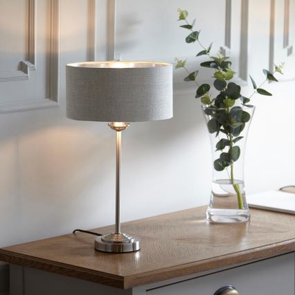 Endon 100646 – stalinis šviestuvas HIGHCLERE 1xE14/7W/230V, smėlio spalvos/matinis chromas, Ø 25 cm