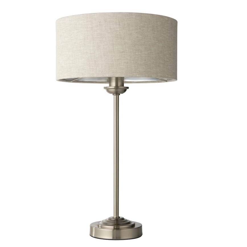 Endon 100646 – stalinis šviestuvas HIGHCLERE 1xE14/7W/230V, smėlio spalvos/matinis chromas, Ø 25 cm