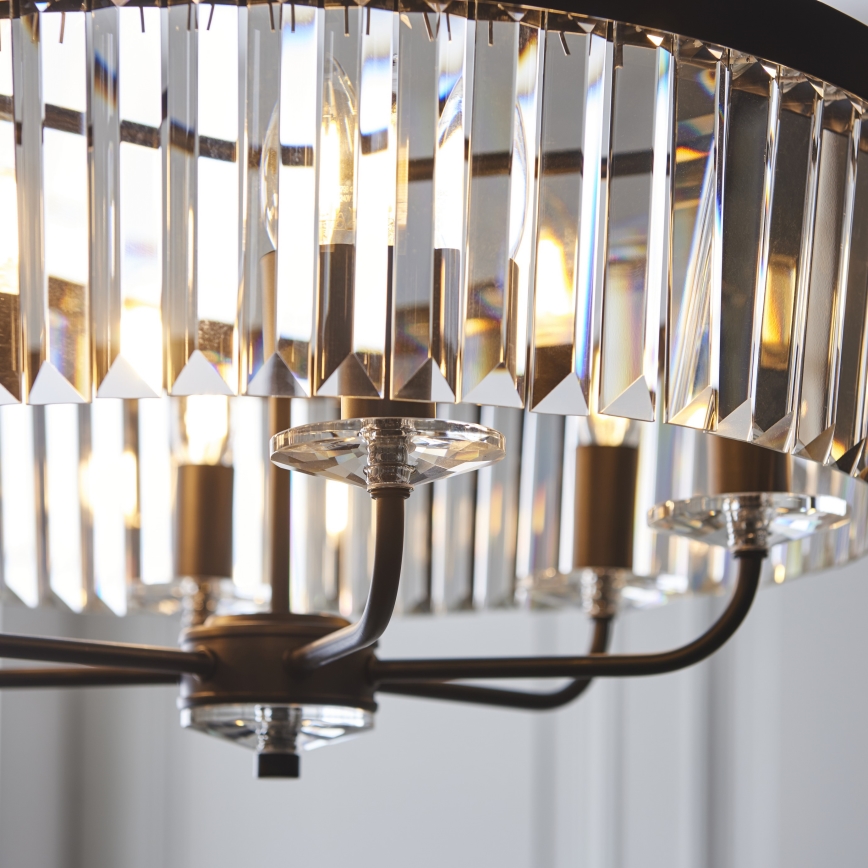 Endon 100711 - liustra ant grandinės CHESTERFIELD, 6xE14/6W/230V, skersmuo 55 cm, juoda