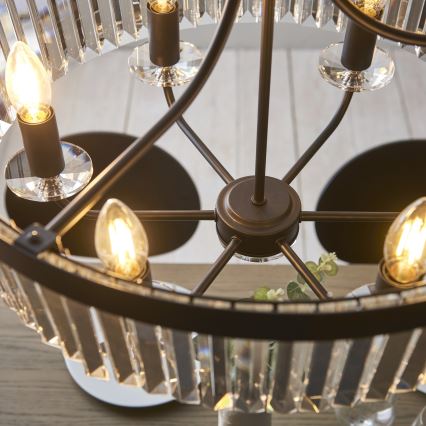 Endon 100711 - liustra ant grandinės CHESTERFIELD, 6xE14/6W/230V, skersmuo 55 cm, juoda