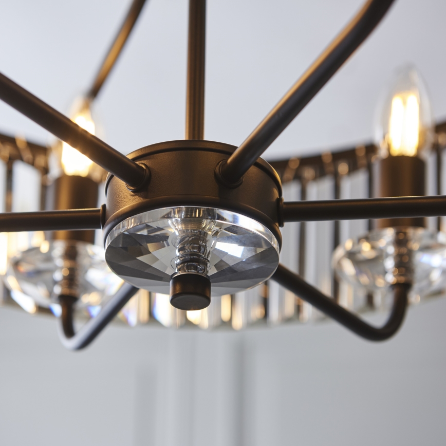 Endon 100711 - liustra ant grandinės CHESTERFIELD, 6xE14/6W/230V, skersmuo 55 cm, juoda