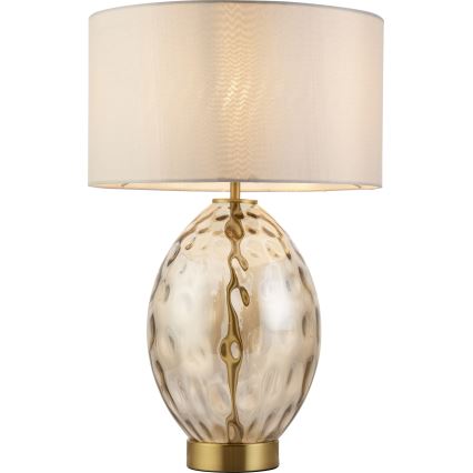 Endon 101150 - Reguliuojamas stalinis šviestuvas ERIN 1xE27/10W/230V balta/žalvarinė/dūminė smėlinė