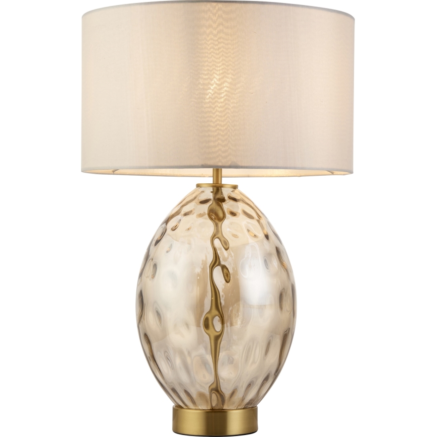 Endon 101150 - Reguliuojamas stalinis šviestuvas ERIN 1xE27/10W/230V balta/žalvarinė/dūminė smėlinė