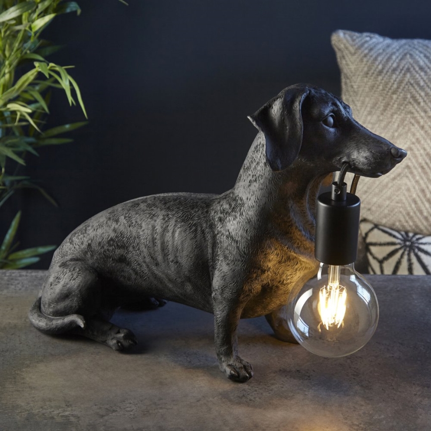 Endon 101188 - Stalinis šviestuvas DACHSHUND 1xE27/10W/230V juoda