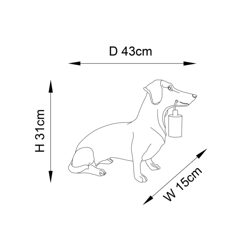 Endon 101188 - Stalinis šviestuvas DACHSHUND 1xE27/10W/230V juoda