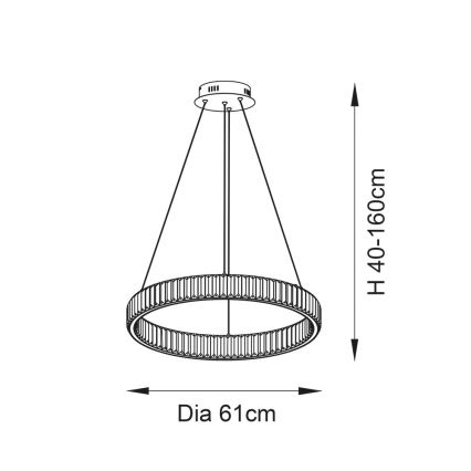 Endon 102255 - dimeriuojamas LED pakabinamas šviestuvas ant laido LAGUNA LED/36W/230V blizgus chromas