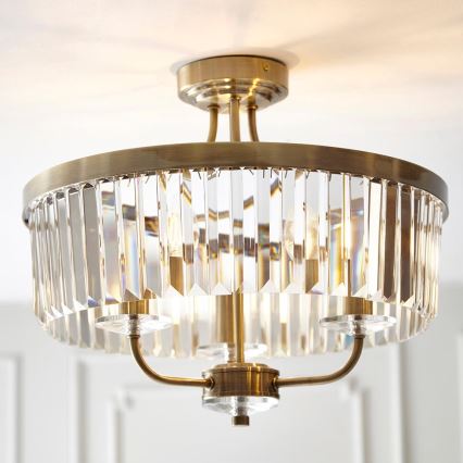 Endon 102506 - Tvirtinamas sietynas CHESTERFIELD 3xE14/6W/230V diametras 45 cm žalvaris