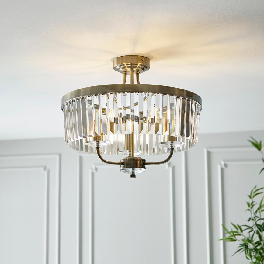 Endon 102506 - Tvirtinamas sietynas CHESTERFIELD 3xE14/6W/230V diametras 45 cm žalvaris