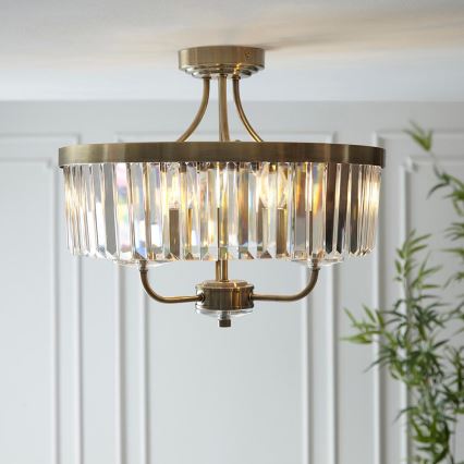 Endon 102506 - Tvirtinamas sietynas CHESTERFIELD 3xE14/6W/230V diametras 45 cm žalvaris