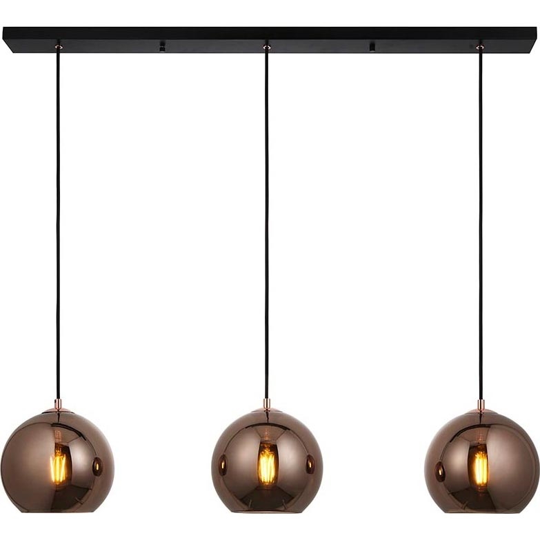 Endon 102929 - Pakabinamas sietynas BOLI 3xE27/10W/230V juoda/dūminis ruda