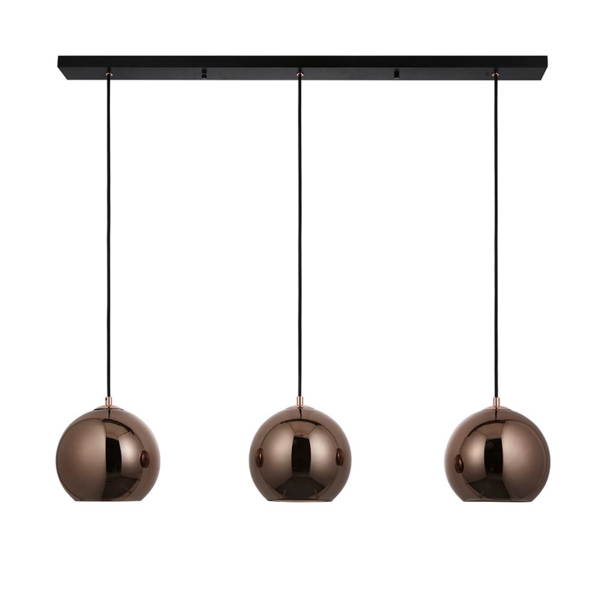 Endon 102929 - Pakabinamas sietynas BOLI 3xE27/10W/230V juoda/dūminis ruda