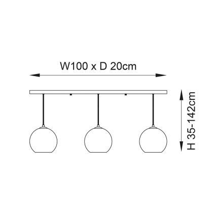Endon 102929 - Pakabinamas sietynas BOLI 3xE27/10W/230V juoda/dūminis ruda