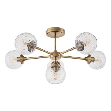 Endon 103171 - Sietynas ant stulpo ALLEGRA 6xE14/7W/230V žalvaris/permatoma
