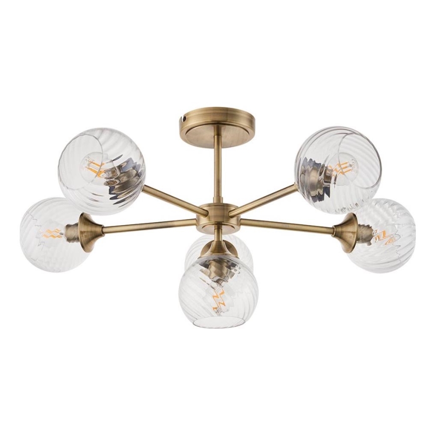 Endon 103171 - Sietynas ant stulpo ALLEGRA 6xE14/7W/230V žalvaris/permatoma