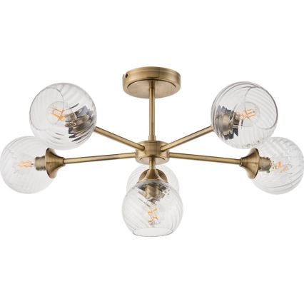 Endon 103171 - Sietynas ant stulpo ALLEGRA 6xE14/7W/230V žalvaris/permatoma