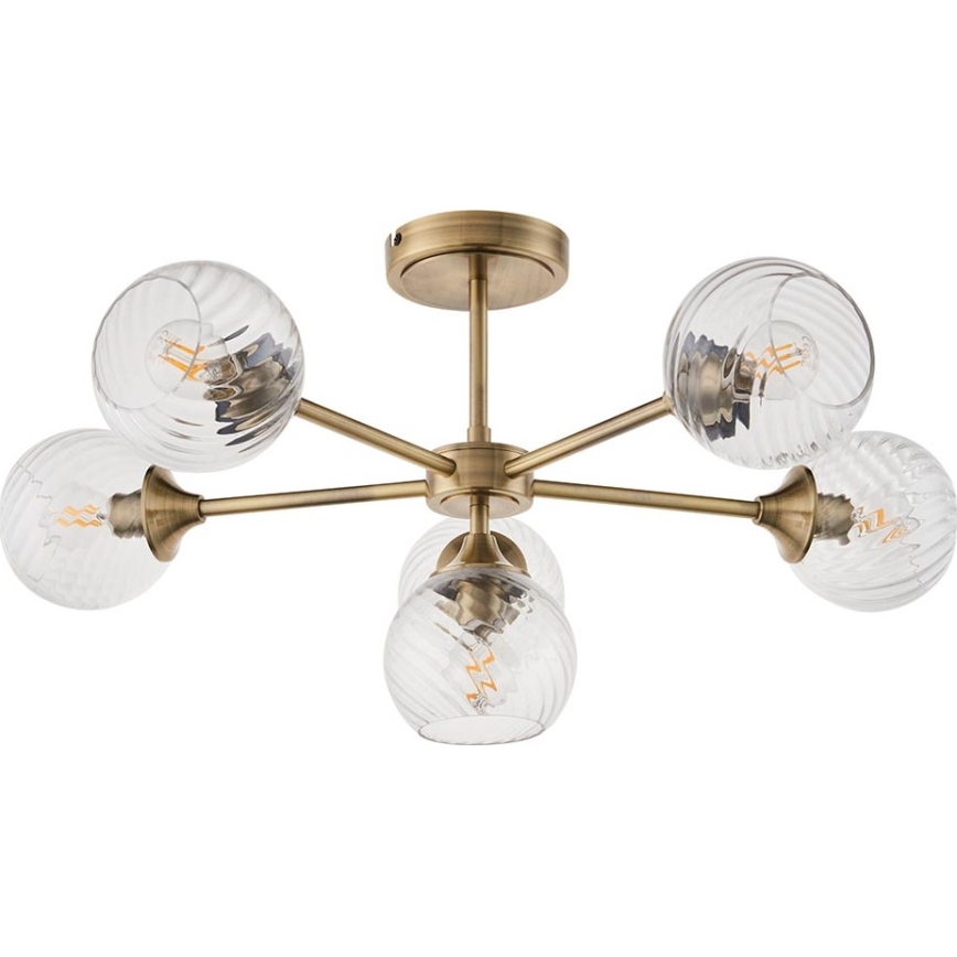Endon 103171 - Sietynas ant stulpo ALLEGRA 6xE14/7W/230V žalvaris/permatoma