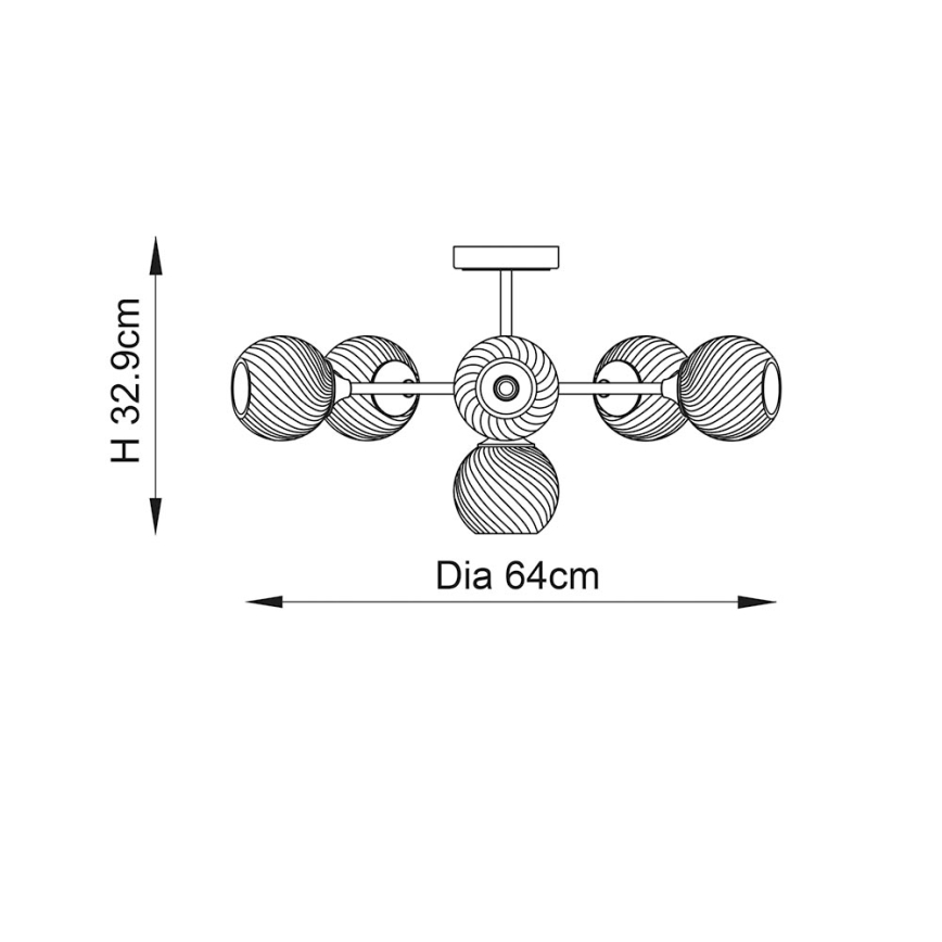 Endon 103171 - Sietynas ant stulpo ALLEGRA 6xE14/7W/230V žalvaris/permatoma