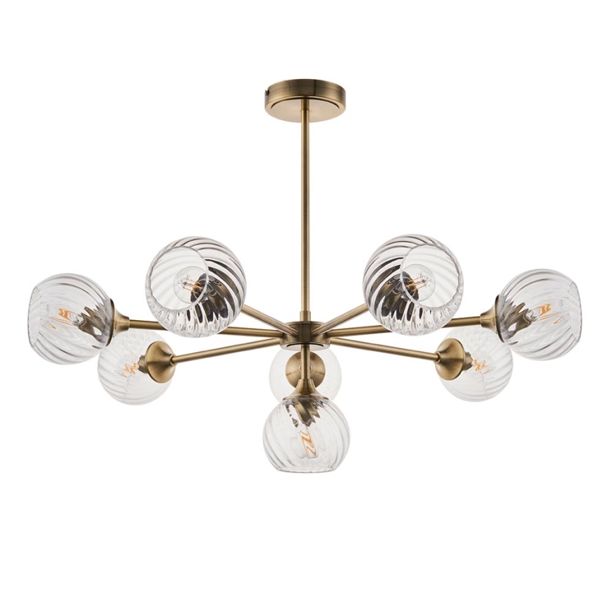 Endon 103172 - Sietynas ant stulpo ALLEGRA 8xE14/7W/230V žalvaris/permatoma