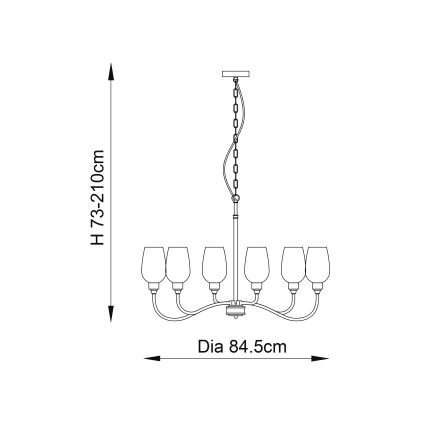 Endon 103315 - Liustra ant grandinės 6xE14/6W/230V blizgus chromas