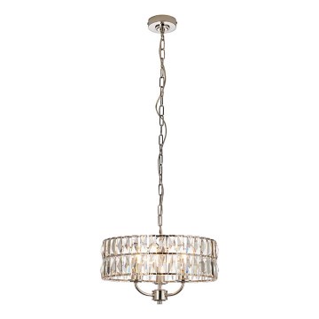 Endon 104466 - Sietynas, kabinamas ant grandinės CLIFTON 3xE14/6W/230V blizgus chromas/permatoma diametras 38,5 cm